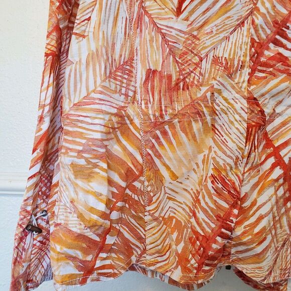 Chicos 3 Womens Sz XL/16 Orange Leaf Tropical Palm Full Zip Lightweight Jacket - Picture 15 of 16